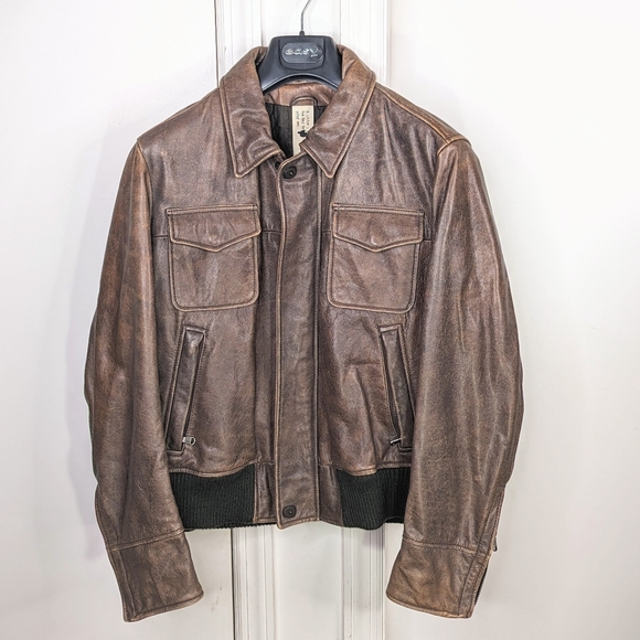 Compagnia Other - Compagnia Brown Flight pilot Leather Jacket Shearling fighter Bomber Italy 50 L